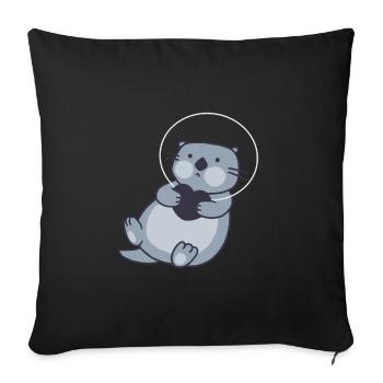 Astronauts Otter in space - Sofa pillowcase 17,3'' x 17,3'' (45 x 45 cm) - black - Front