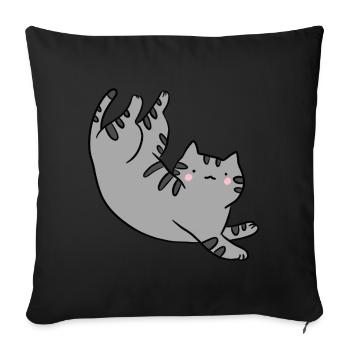 Mignon Kawaii chats anime chaton de dessins animés drôle - Housse de coussin décorative 45 x 45 cm - noir - Devant