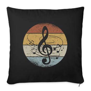 Violin Keys Musical Notes Retro Clef - Sofa pillowcase 17,3'' x 17,3'' (45 x 45 cm) - black - Front