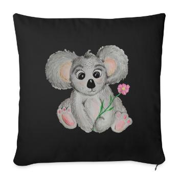 Koala à fleur - Housse de coussin décorative 45 x 45 cm - noir - Devant