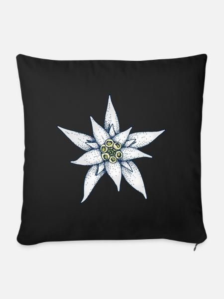 Fleur alpine d’Edelweiss - Housse de coussin décorative 45 x 45 cm - noir