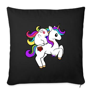 Ignaz sur la licorne | Cochons d’Inde | Licorne - Housse de coussin décorative 45 x 45 cm - noir - Devant