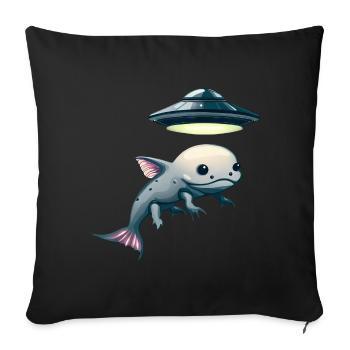 UFO Abduction: Alien and Axolotl - Sofa pillowcase 17,3'' x 17,3'' (45 x 45 cm) - black - Front