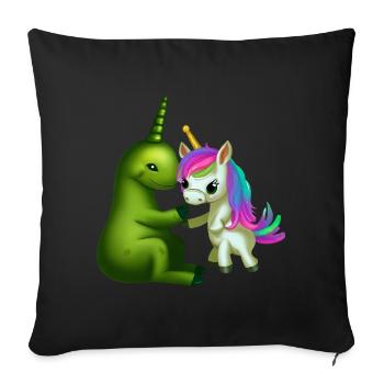 Friends from other worlds: Alien meets unicorn - Sofa pillowcase 17,3'' x 17,3'' (45 x 45 cm) - black - Front