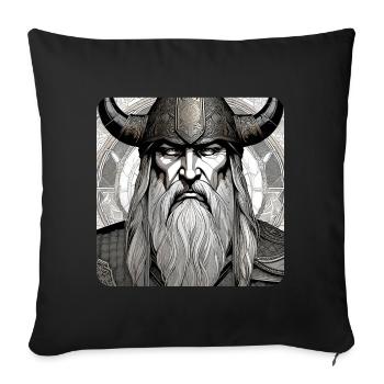 Proud Viking with Horns Helmet - Sofa pillowcase 17,3'' x 17,3'' (45 x 45 cm) - black - Front