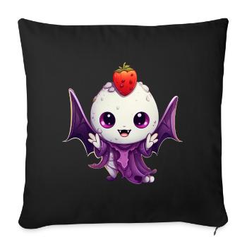 Kawaii Vampir-Marshmallow trifft Erdbeere - Sofakissenbezug 45 x 45 cm - Schwarz - Vorne