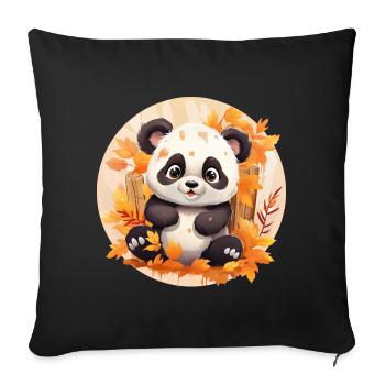 Panda Foliage Autumn Colorful Leaves Sunset Design - Sofa pillowcase 17,3'' x 17,3'' (45 x 45 cm) - black - Front