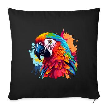 Colorful parrot splashes of color - Sofa pillowcase 17,3'' x 17,3'' (45 x 45 cm) - black - Front