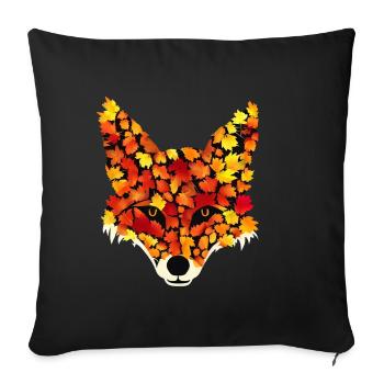 Fox from autumn leaves - Sofa pillowcase 17,3'' x 17,3'' (45 x 45 cm) - black - Front