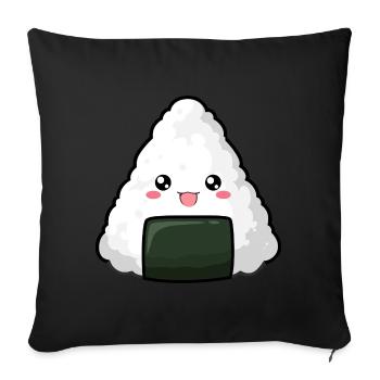 Kawaii Onigiri - Anime Shirt - Sofa pillowcase 17,3'' x 17,3'' (45 x 45 cm) - black - Front
