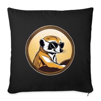 Cute meerkat with sunglasses - Sofa pillowcase 17,3'' x 17,3'' (45 x 45 cm) - black - Front