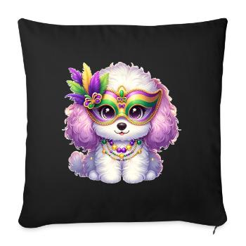 Conception de caniche Mardi Gras - Housse de coussin décorative 45 x 45 cm - noir - Devant