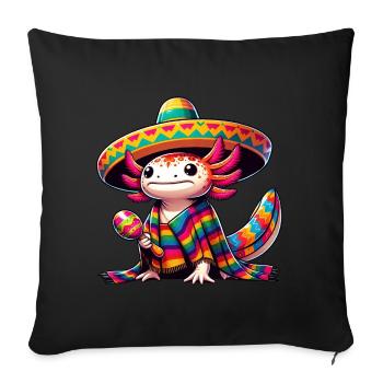 Cinco de Mayo Axolotl : design festif - Housse de coussin décorative 45 x 45 cm - noir - Devant