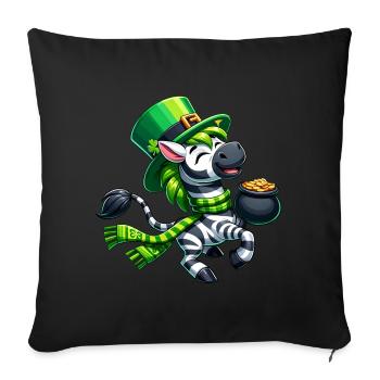St. Patrick's Day Zebra Cartoon Pot of Gold Shirt - Sofa pillowcase 17,3'' x 17,3'' (45 x 45 cm) - black - Front