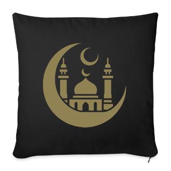 Silhouette de mosquée avec croissant de lune : Art islamique - Housse de coussin décorative 45 x 45 cm - noir - Devant