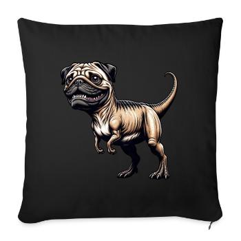 T-Rex & Pug Hybrid Cartoon Fun - Sofa pillowcase 17,3'' x 17,3'' (45 x 45 cm) - black - Front