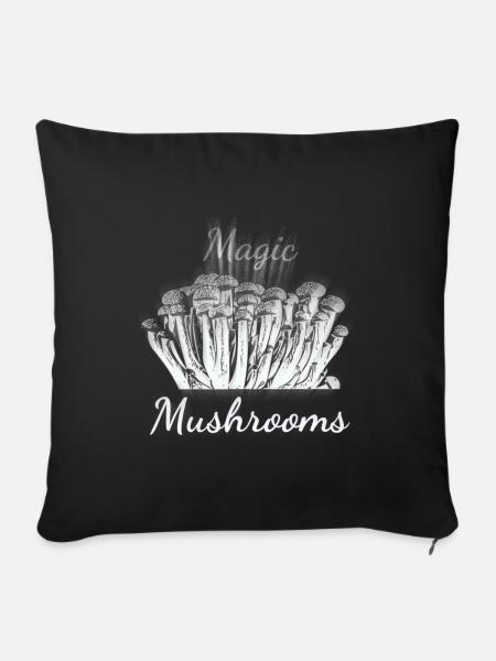 Magische Pilze - Sofakissenbezug 45 x 45 cm - Schwarz