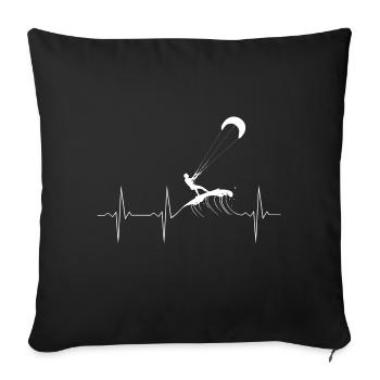 Kitesurf EKG Heartbeat Heartbeat - Housse de coussin décorative 45 x 45 cm - noir - Devant