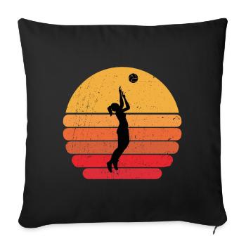 Volleyball Silhouette Sonnenaufgang Set Geschenk - Sofakissenbezug 45 x 45 cm - Schwarz - Vorne