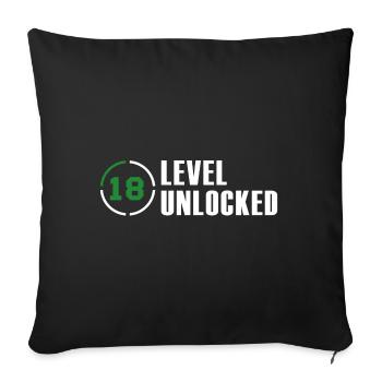 18 Level Unlocked Nerd Geschenk - Sofakissenbezug 45 x 45 cm - Schwarz - Vorne