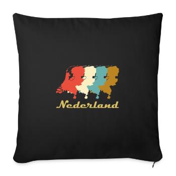 Nederland Pays-Bas cadeau - Housse de coussin décorative 45 x 45 cm - noir - Devant