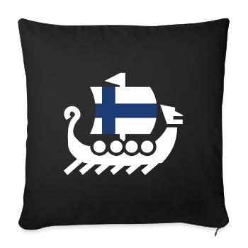 Finnland Landesfarben Drakkar Schiff Geschenk - Sofakissenbezug 45 x 45 cm - Schwarz - Vorne