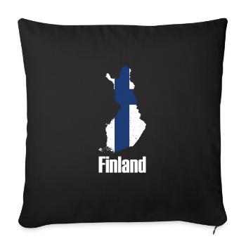 Finland Finland National Gift Card - Sofa pillowcase 17,3'' x 17,3'' (45 x 45 cm) - black - Front