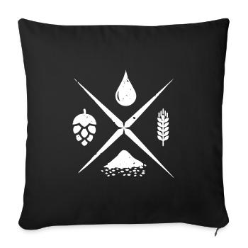 Water barley hops and yeast gift - Sofa pillowcase 17,3'' x 17,3'' (45 x 45 cm) - black - Front