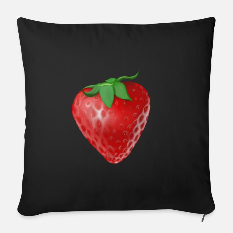 Leckere rote Erdbeere - Sofakissenbezug 45 x 45 cm - Schwarz