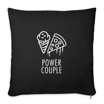 Loving couple in love pizza présente de la crème glacée - Housse de coussin décorative 45 x 45 cm - noir - Devant