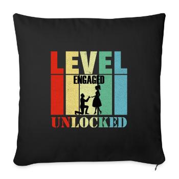 Marriage proposal Wedding Level Nerd Gift - Sofa pillowcase 17,3'' x 17,3'' (45 x 45 cm) - black - Front