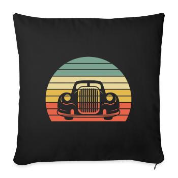 Voiture vintage cadeau vintage - Housse de coussin décorative 45 x 45 cm - noir - Devant
