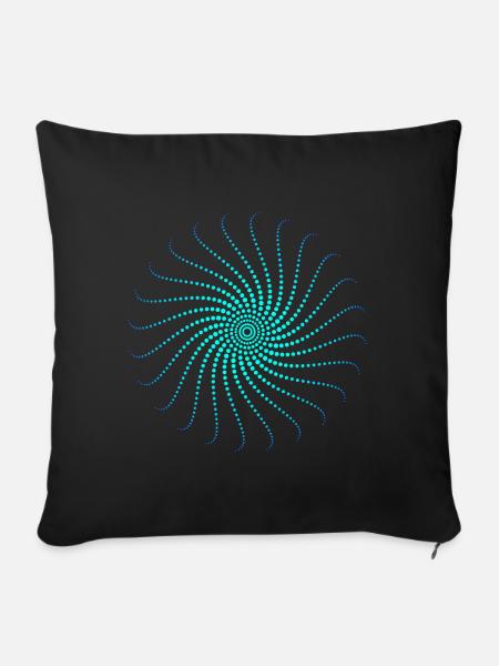 énergie spirale cercle musique goa psychédélique - Housse de coussin décorative 45 x 45 cm - noir