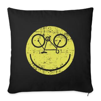 Laugh smile bike cycling gift - Sofa pillowcase 17,3'' x 17,3'' (45 x 45 cm) - black - Front