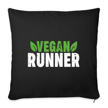 Cadeau sportif Vegan Runner Run Marathon - Housse de coussin décorative 45 x 45 cm - noir - Devant