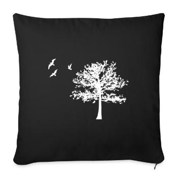 Cadeau nature d'oiseau arbre écologique - Housse de coussin décorative 45 x 45 cm - noir - Devant