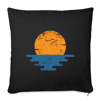 soleil mer vacances cadeau de voyage - Housse de coussin décorative 45 x 45 cm - noir - Devant