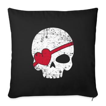 Piracy eye patch pirate skull gift - Sofa pillowcase 17,3'' x 17,3'' (45 x 45 cm) - black - Front
