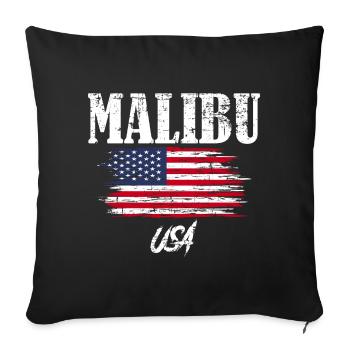 USA Fahne Malibu Urlaub Sommer Geschenk - Housse de coussin décorative 45 x 45 cm - noir - Devant