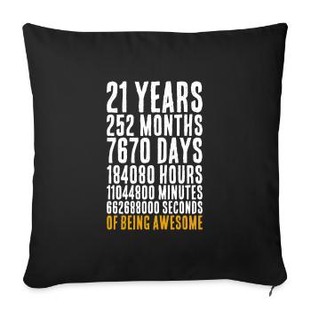 21 years old math saying birthday gift - Sofa pillowcase 17,3'' x 17,3'' (45 x 45 cm) - black - Front