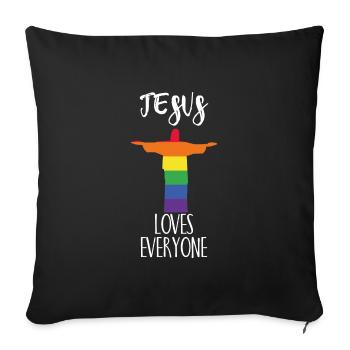 Jesus Loves Everyone Geschenk - Sofakissenbezug 45 x 45 cm - Schwarz - Vorne