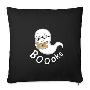 Fantôme Boo Bookworm Halloween Livre - Housse de coussin décorative 45 x 45 cm - noir - Devant