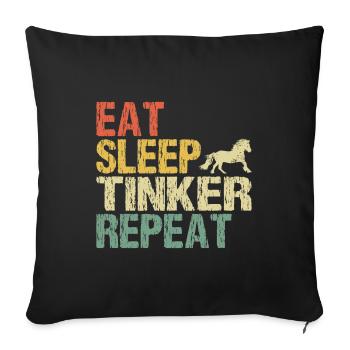 Tinker Horse Riding Manger Sommeil Rétro Vintage - Housse de coussin décorative 45 x 45 cm - noir - Devant