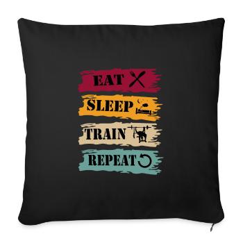 Bench Press Eat Sleep Repeat Retro Vintage - Sofa pillowcase 17,3'' x 17,3'' (45 x 45 cm) - black - Front