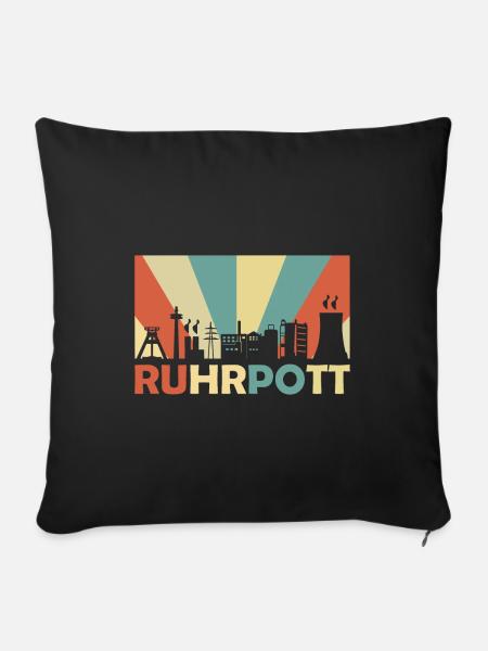 Ruhrpott Ruhrgebiet NRW Skyline Retro Vintage - Sofakissenbezug 45 x 45 cm - Schwarz