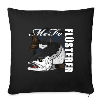 Meerforellen Flüsterer - Angeln - Sofakissenbezug 45 x 45 cm - Schwarz - Vorne