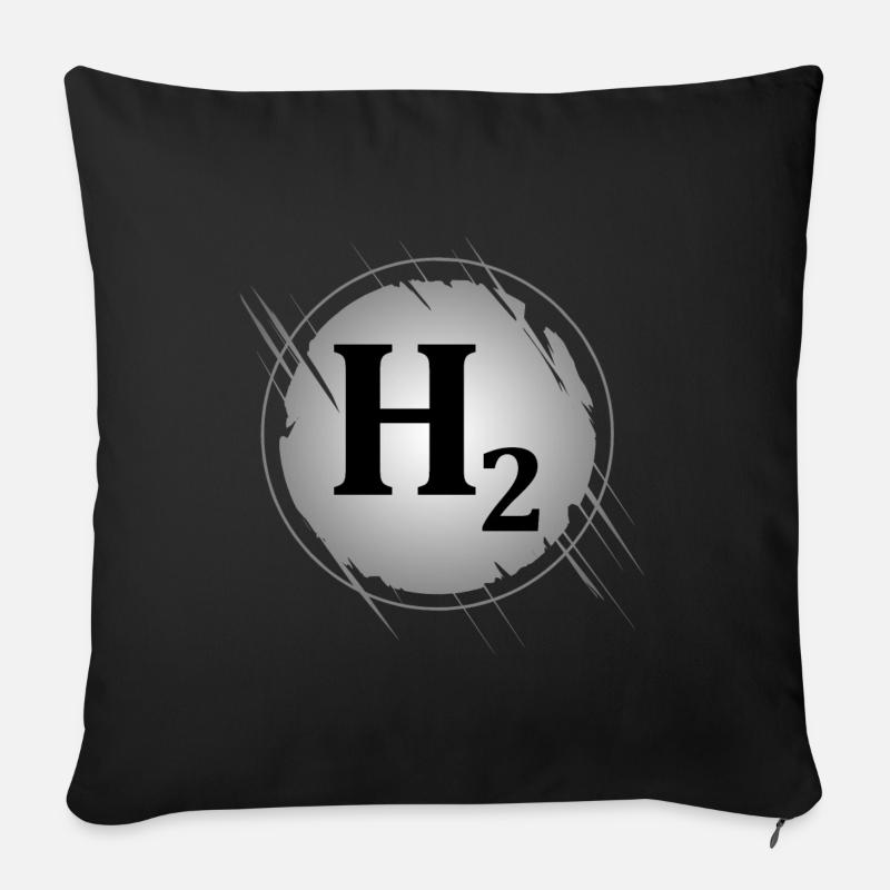Hydrogène H2 - Housse de coussin décorative 45 x 45 cm - noir