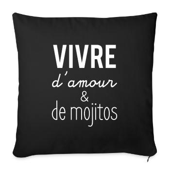 Vivre d'amour et de mojitos - Housse de coussin décorative 45 x 45 cm - noir - Devant