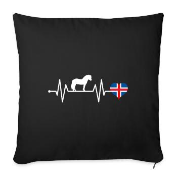Islandpferd Isländer Pferd Pony Herzschlag - Sofakissenbezug 45 x 45 cm - Schwarz - Vorne
