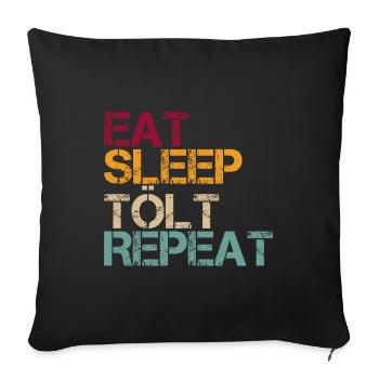 Tölt Islandpferd Eat Sleep Repeat Retro Lustig - Sofakissenbezug 45 x 45 cm - Schwarz - Vorne